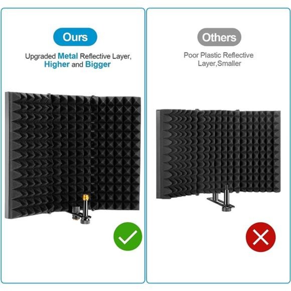 Microphone Isolation Shield, Foldable Adjustable Durable Studio Recording - Picture 2 of 6